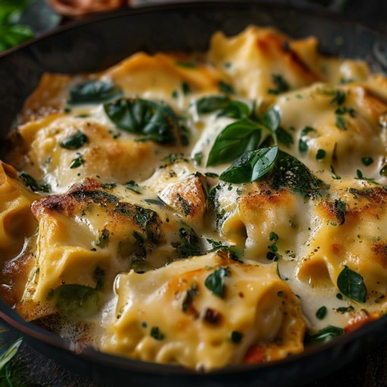 Baked Spinach and Three-Cheese Ravioli Casserole