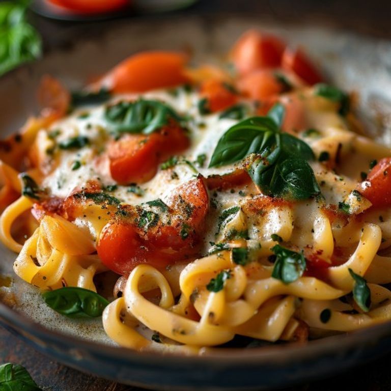 Creamy Tomato Spinach Pasta Bake